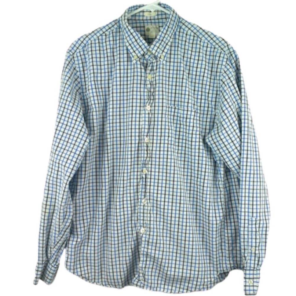 J.Crew Button Front Casual Shirt Blue & White Lg